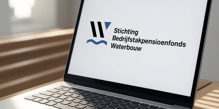 Laptop met logo Bedrijfstakpensioenfonds Waterbouw